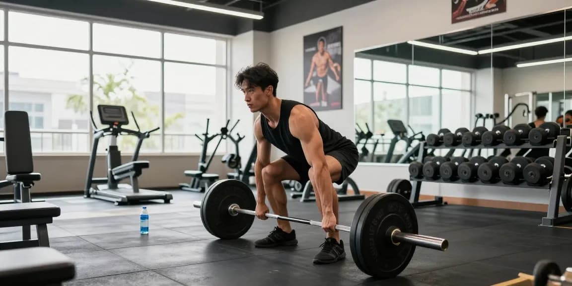 Anabolika Shop Deutschland – Bodybuilder beim Training im Fitnessstudio mit Gewichten und Motivation