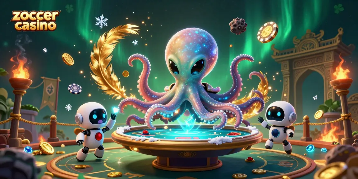Experience thrilling gameplay at zoccer casino with an alien octopus and holographic poker