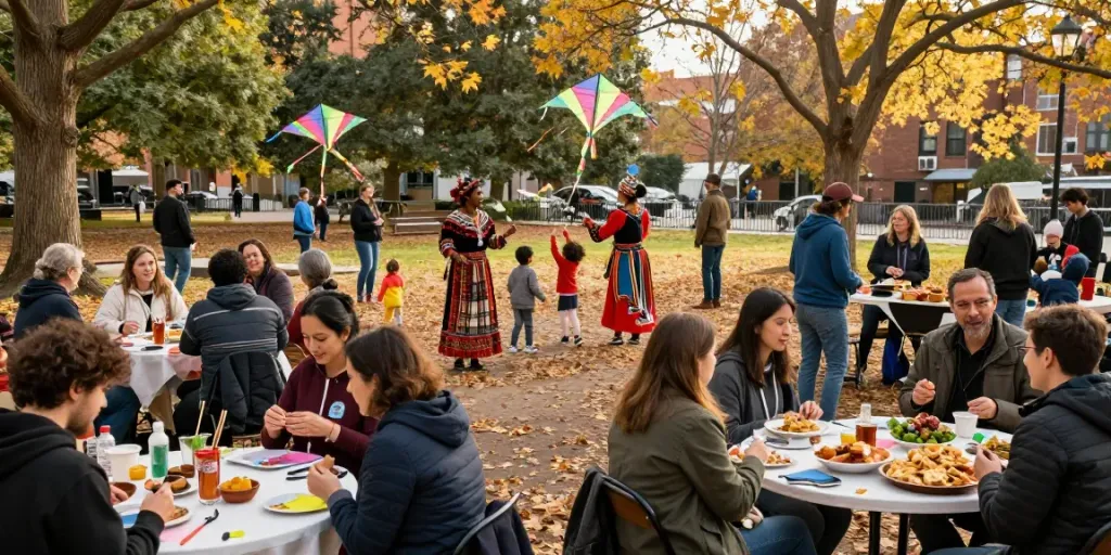 Community gathering highlighting rokok88 slot values of diversity and inclusivity in a vibrant setting